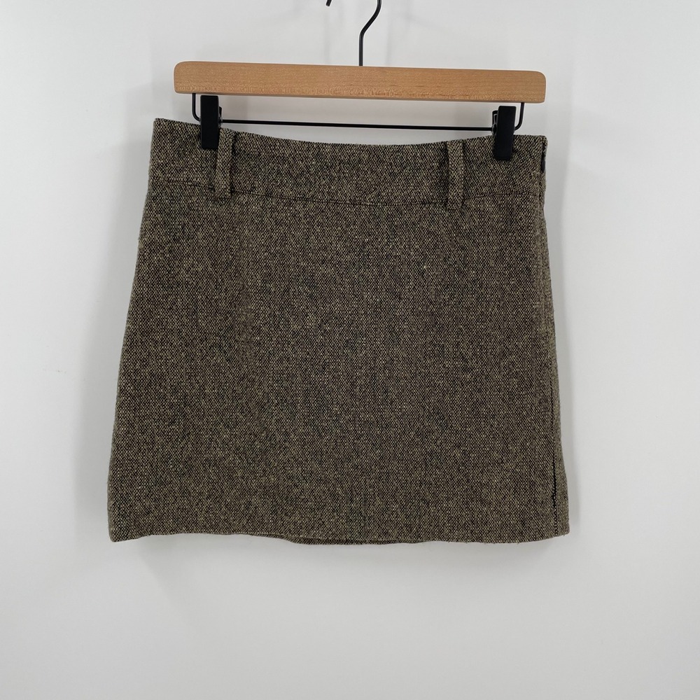 Polo Ralph Lauren Womens 2 Tweed Mini Skirt Brown Academia Preppy A Line - Picture 2 of 8